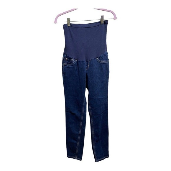 Indigo Blue Maternity Jeans Petite Extra Small Skinny Ankle Dark Wash - Picture 1 of 2